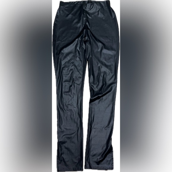 Nasty Gal Split Hem Faux Leather Wet Look Pants leggings - Picture 3 of 5